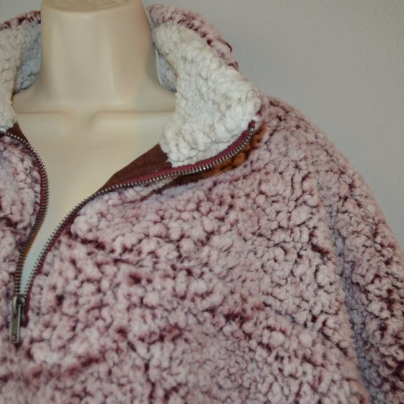 Sz L Altar’d State Maroon Zip Wubby Teddy Pullover - Picture 3 of 10